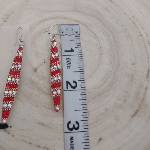 New 925 sterling silver Drop Earrings‎ Red and White Stone Fashion Jewelry - Picture 5 of 6